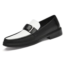 Men's Uniform Dress Oxford Loafers Shoes Low-top Slip On Pull on Leather Formal two-toned Business For Male Spring Fashion