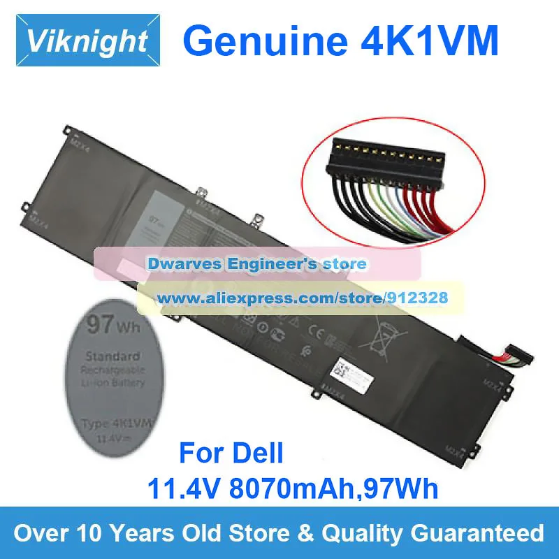 

Оригинальный аккумулятор 11,4 V 8070mAh 97Wh 4K1VM 0W62W6 для Dell G7 17 7700 серии, батареи для ноутбуков черного цвета 9TM7D XYCW0