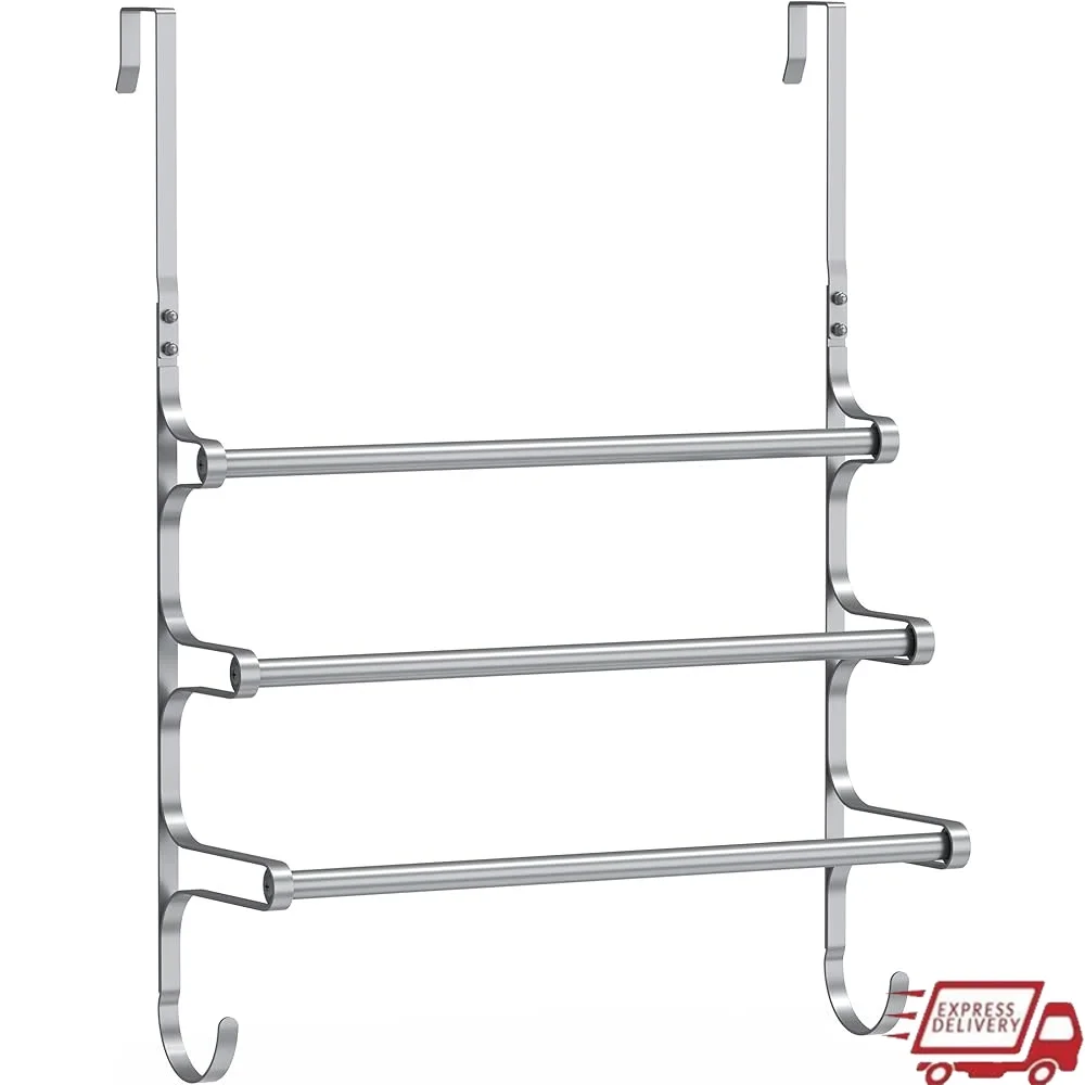 

Вешалка для полотенец над дверью, тройной держатель для полотенец, крючки, органайзер для хранения в ванной комнате, клейкие аксессуары для ванной комнаты, прочная металлическая ржавчина