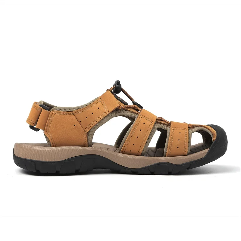 Летние мужские сандалии, кожаная мужская повседневная обувь, дышащие уличные сандалии для мужчин, пляжная обувь, тапочки, модная римская дорожная обувь