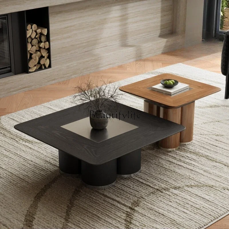 

ls 27Italian minimalist microcrystalline stone coffee table combination household retro wabi style coffee table