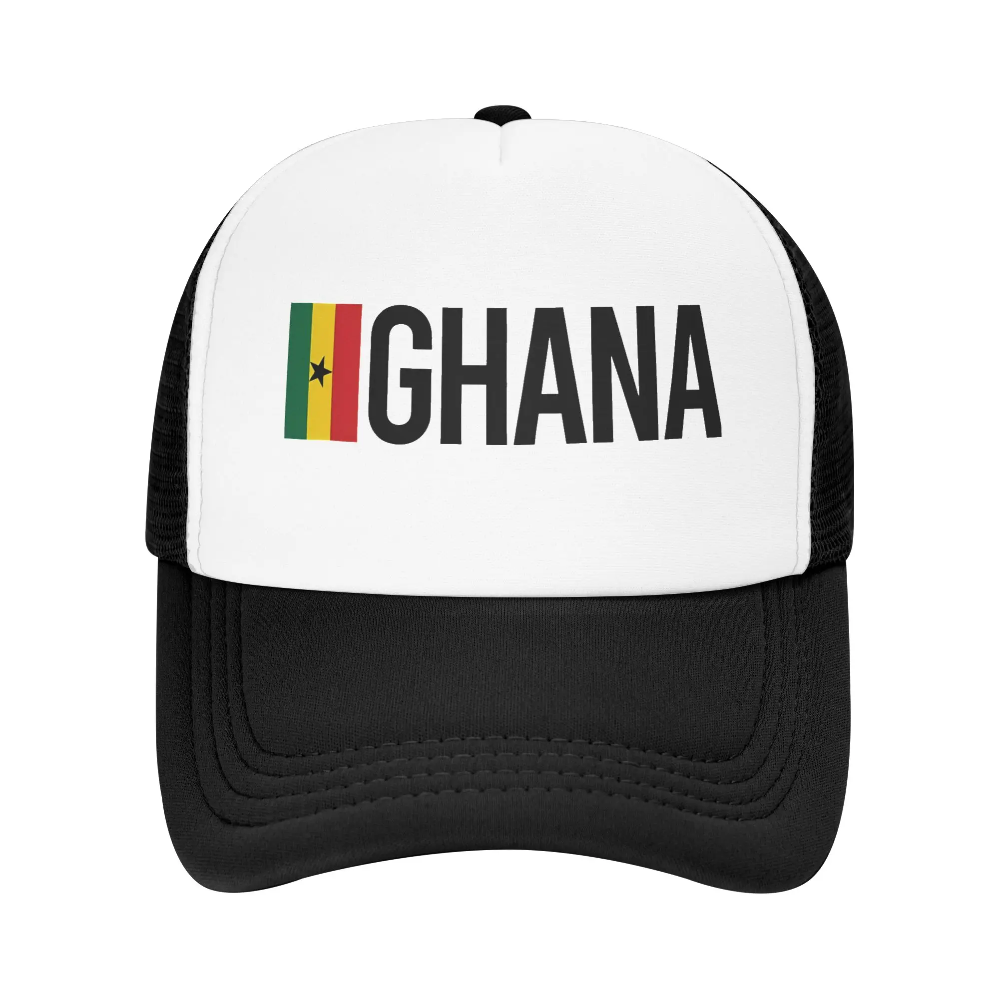 Summer Sun Hats Ghana Country Flag Collection  Baseball Cap Sun  High Trucker Hat Unisex-Teens Street Style Baseball Caps