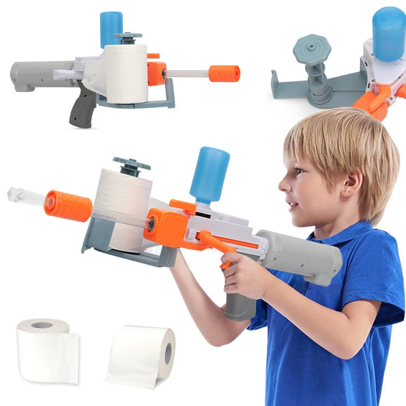 

Children's Toy Toilet Paper Launcher Paper Bullet Launcher Boy Toilet Roll Paper Water Gun Simulation Gun Children Party Gifts