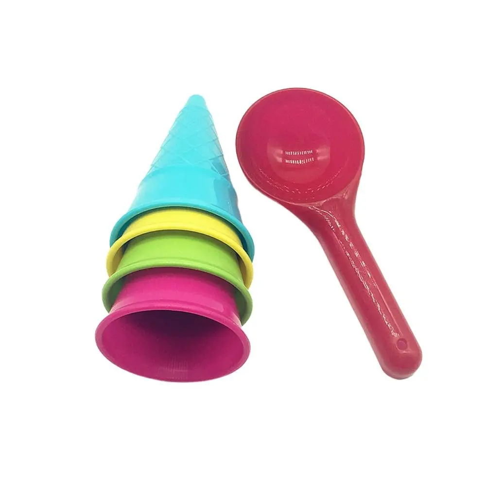 5 pçs presente jogando casa escavação ferramenta de areia praia jogo colher areia brinquedos conjunto sorvete cone modelo