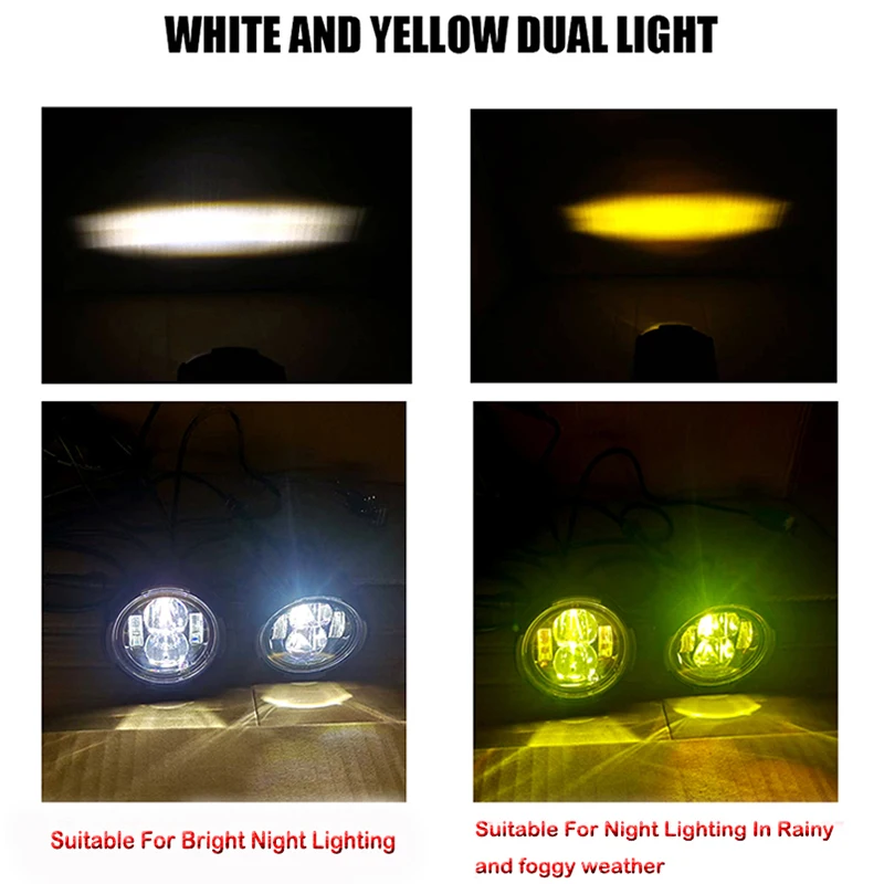 Motorcycle Auxiliary Lights 100W Dual Color Spot Driving Fog Lamps For R1200GS F800GS F700GS F650 K1600 Universal Fog Lights