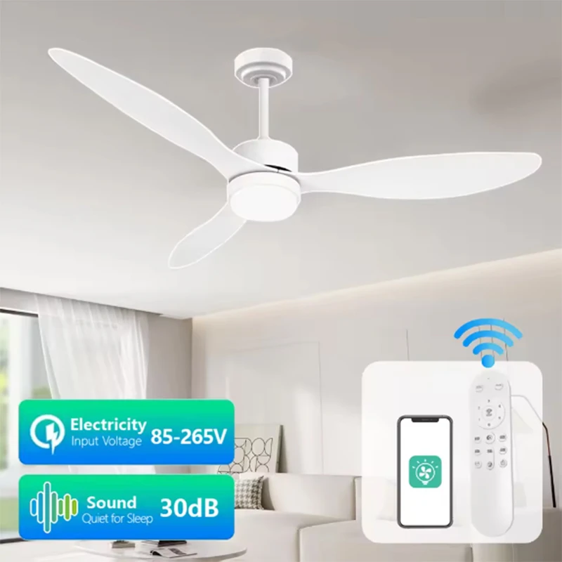 Modern LED Ceiling Fan lamps DC Motor 6 Speed blades Electric fan Remote Control 3 Blades for Kitchen Bedroom Dining Room