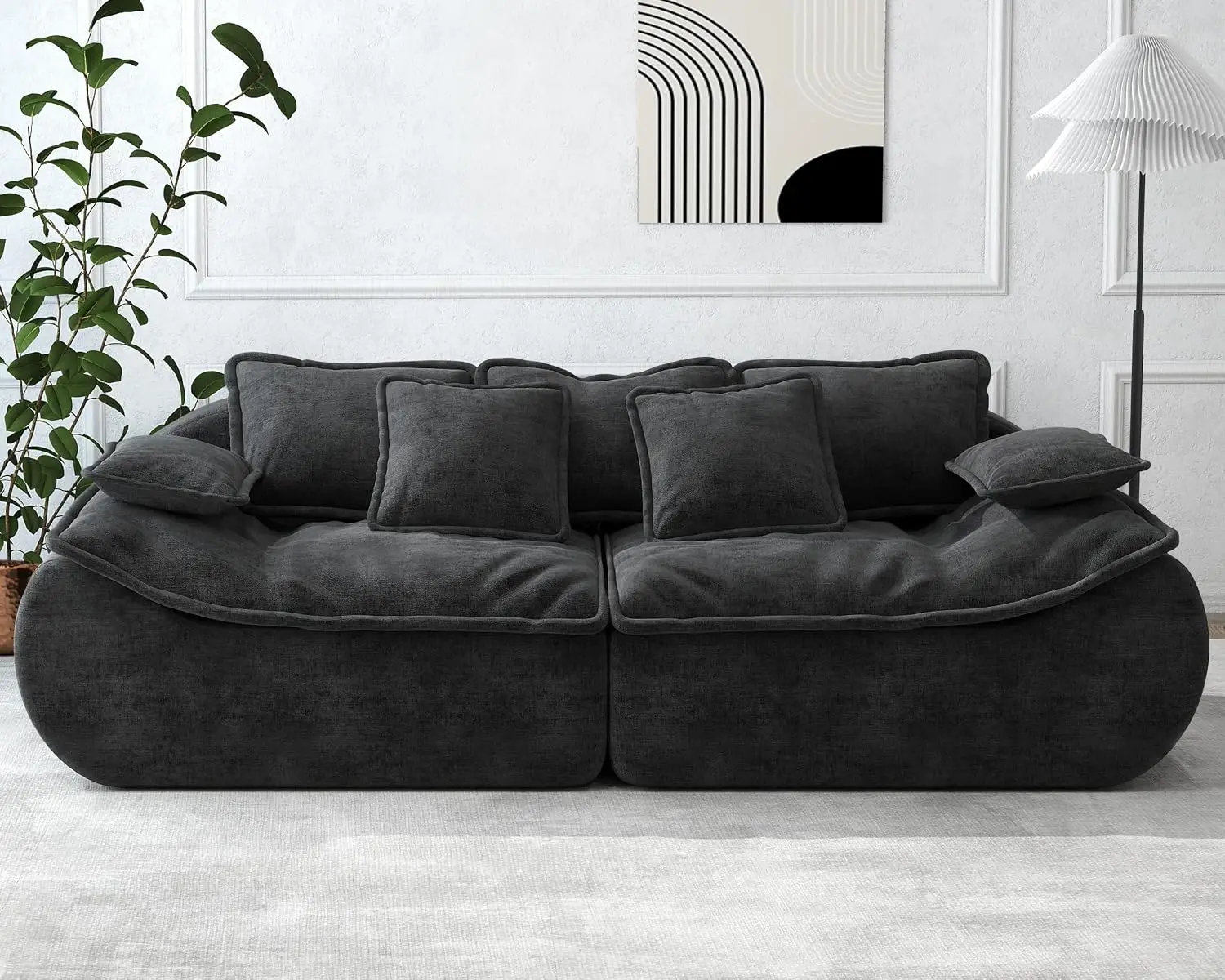 89'' Modular Sofa with Throw, Deep Seat Loveseat for Living Room & Office, Memory Foam 3-Seater for Apartment, Customized