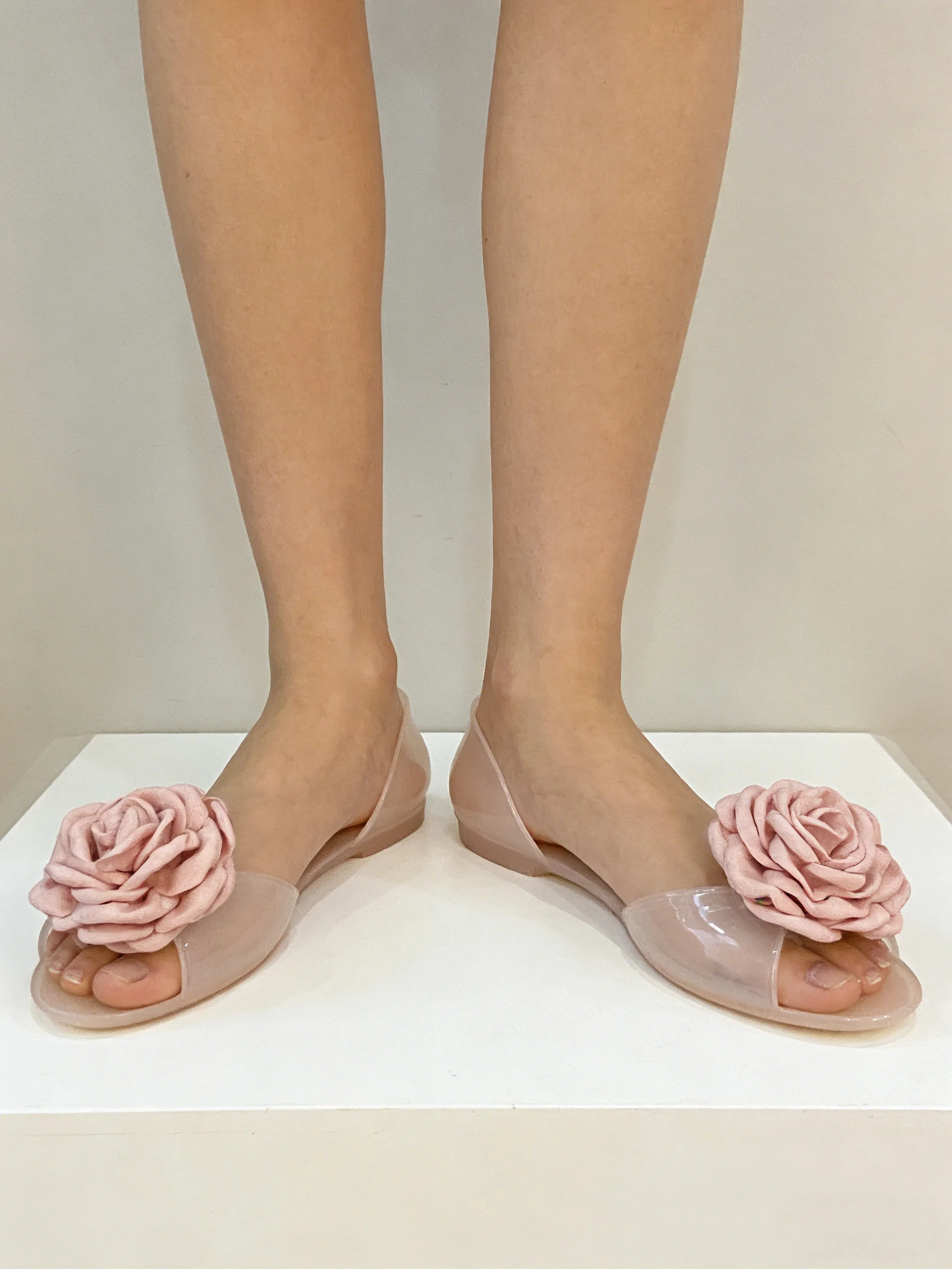 Summer Ladies Fishmouth Flat Heel flower Jelly Shoes Floral Crystal Sandals Soft Bottom Beach Vacation Fashion Slippers view 6