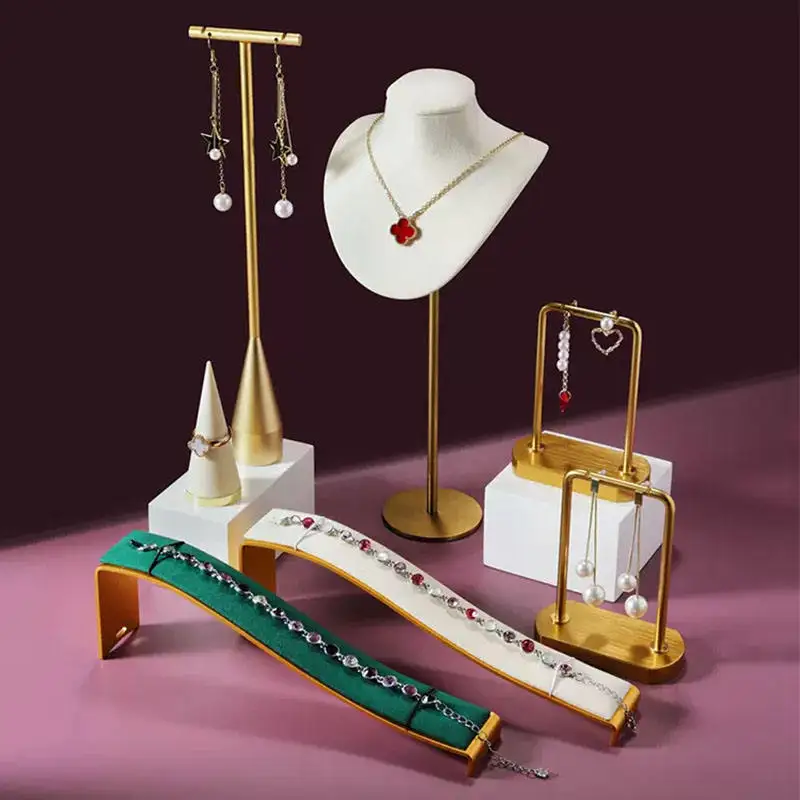 

# Microfiber Metal Jewelry Store Display Stand Necklace Props For Bracelets Microfiber Container