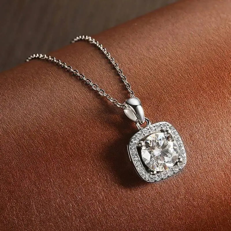 

Ожерелье с подвеской из муассанита 1 карат для женщин, из стерлингового серебра 925 пробы, для свадьбы, помолвки, вечеринки, модное универсальное украшение