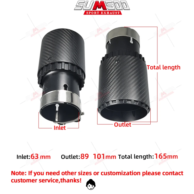 1PCS Modified suitable for Volkswagen Golf carbon fiber tail throat car exhaust nozzle modified tail mouth gear all dumb black