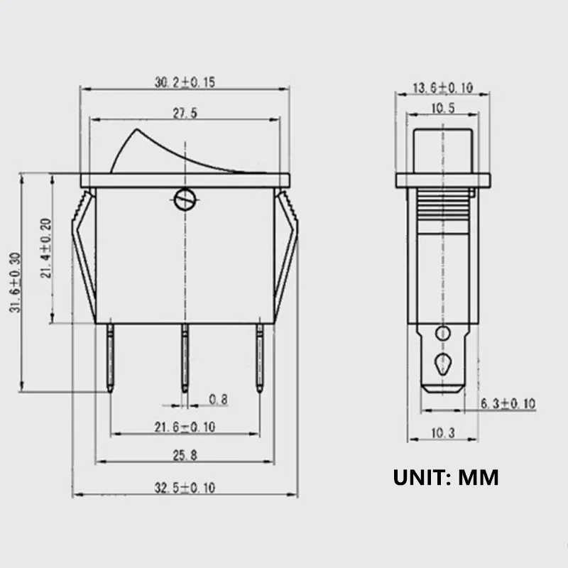 5/20PCS  KCD3 Rocker Switch ON-OFF 3Pins Power Rocker Switch With LED Light 16A250V/20A125VAC