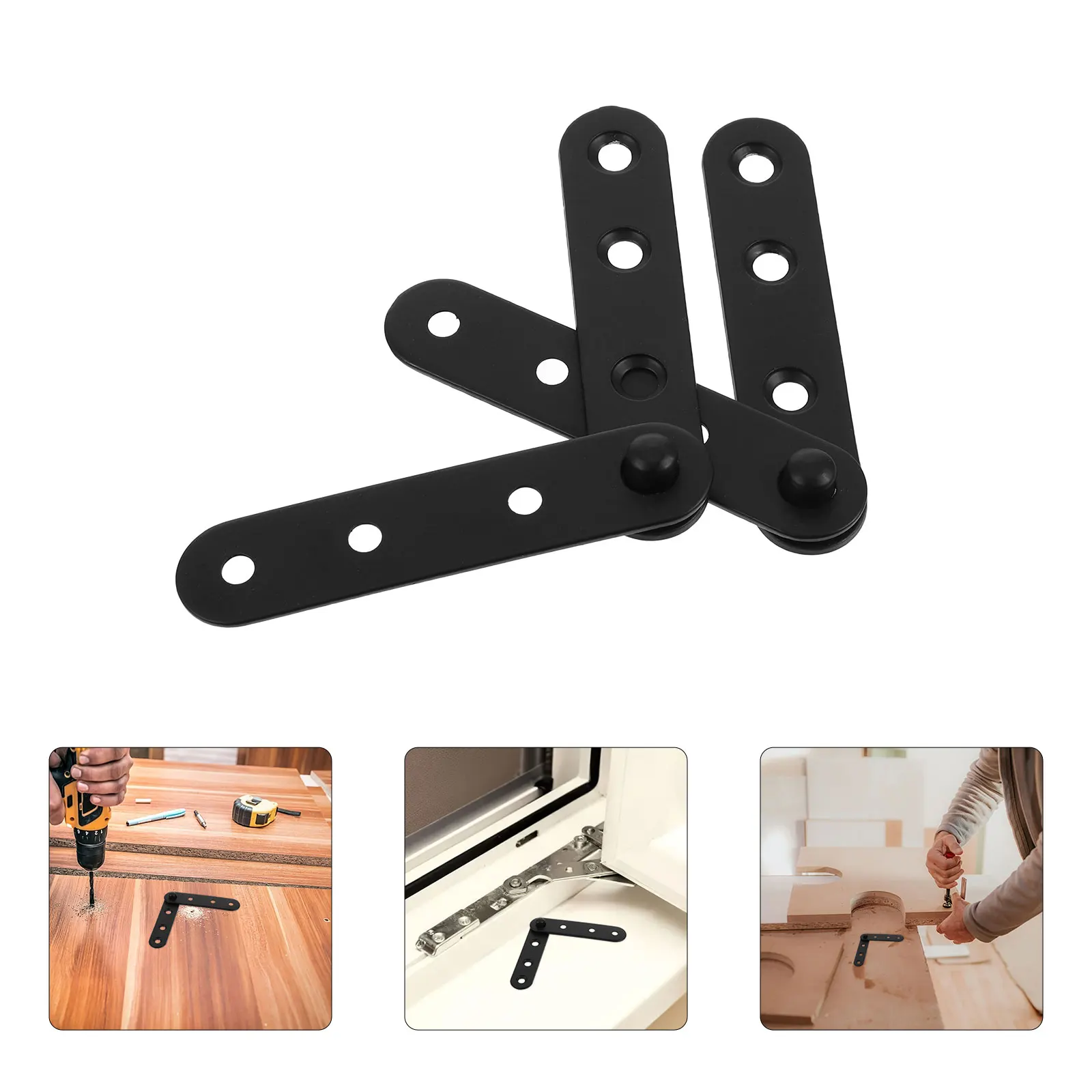 

4pcs Stainless Steel Straight Brackets Black Metal Mending Plates For Wood Fence Bookcase Cabinet Repair Hidden Door Hinges