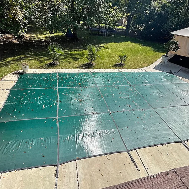 12x20FT PP Foldable Winter Pool Cover Safety Net For Rectangle Inground Pool