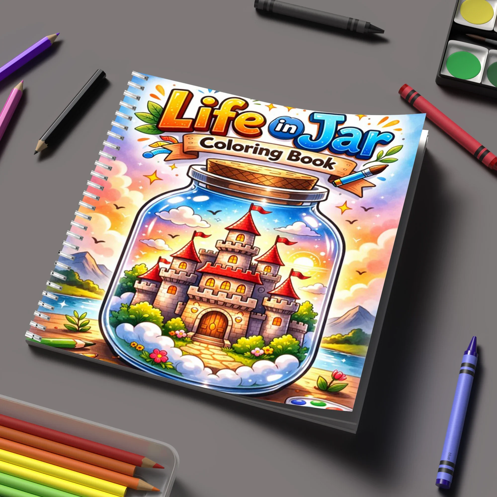 Coloring Book Life in Jar for Adult Colouring Book, Birthday Day Gift, Back to School Supplies, Adults Cute Drawing Book