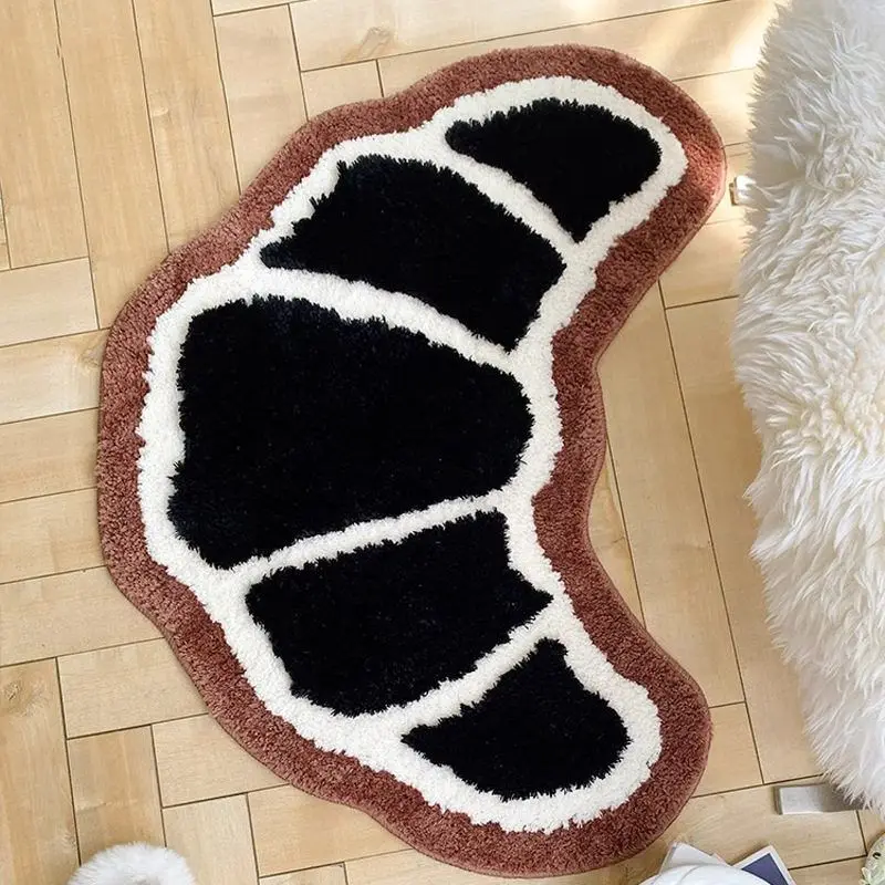 Cute Bread Shaped Flocking Carpet DDD Horned Bag Clustered Velvet Children's Fun Single Chair Mat Bedroom Creative Bedside Bl...