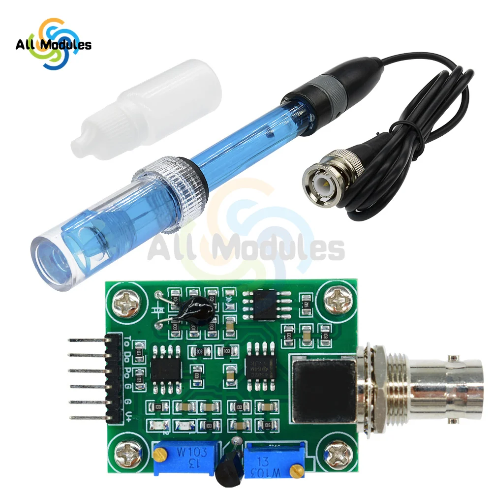 Liquid PH 0-14 Value Detection Regulator Sensor Module Monitoring Control Meter Tester + BNC PH Electrode Probe For Arduino