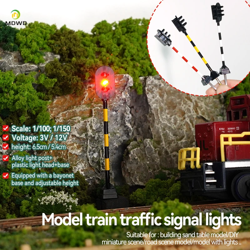 1pcs 12v/3v  Model Railway OO HO Scale 1:87 1:75 Block Signal Red Yellow Green Traffic Lights LEDs