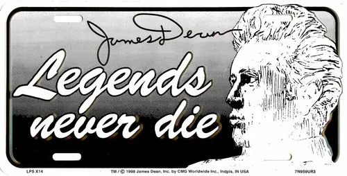 DEAN EMBOSSED METAL LICENSE PLATE AUTO CAR TAG LEGENDS NEVER DIE #X14 Aluminum