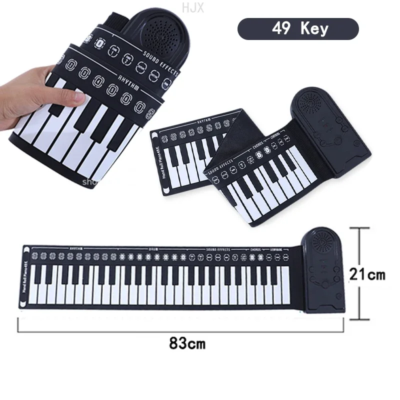 Piano Electrónico plegable, instrumento Musical educativo para principiantes, juguetes para niños, aprendizaje de música, 49 teclas