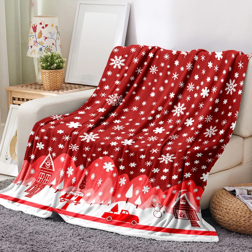 1PC Christmas Winter Village and Snowflake Print Throw — Made from soft, plush flannel, perfect for sofas, beds, or lounge chair