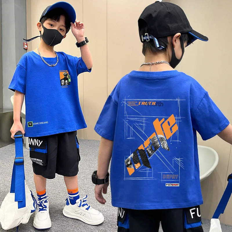 

Toddler Kids Summer Fall Solid Crew Neck Tee Blouses Boy Casual Pure Cotton Children Short-sleeved T-shirts Girls Baby Soft Tops