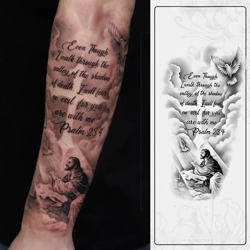 

Peace and Love Black Jesus Temporary Tattoos Waterproof Long-Lasting Body Art Fake Tattoo Sticker for Women Men