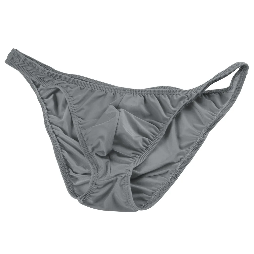 Sexy Men's Underwear Silky Thin Elastic Quick Dry Cool Feel Brief Gay Erotic Low-rise U Convex Pouch Lingerie Soft Comfy Mankini