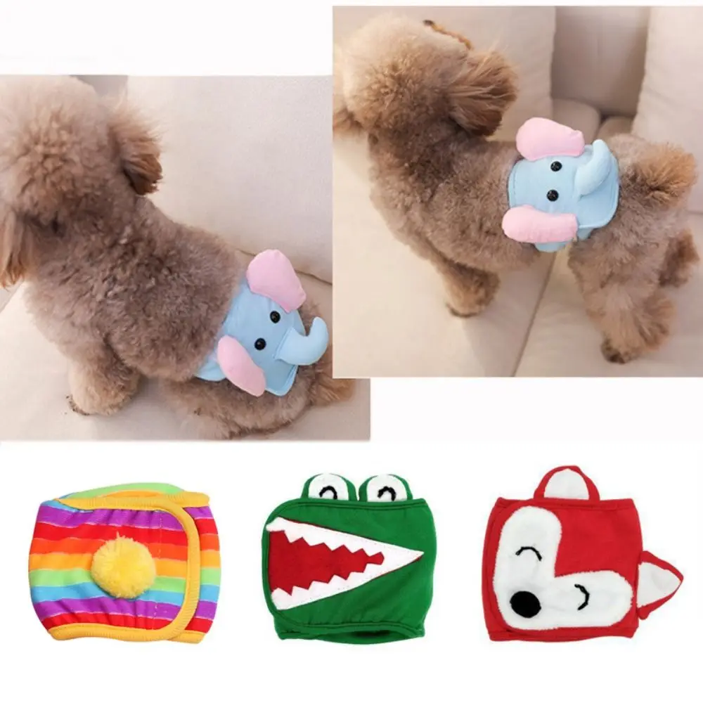 

Cute Cartoon Dog Physiological Belt Elephant/Lion/Bear Cotton Pet Courtesy Belt Soft Washable Dogs Panties Shorts Outdoor/Indoor