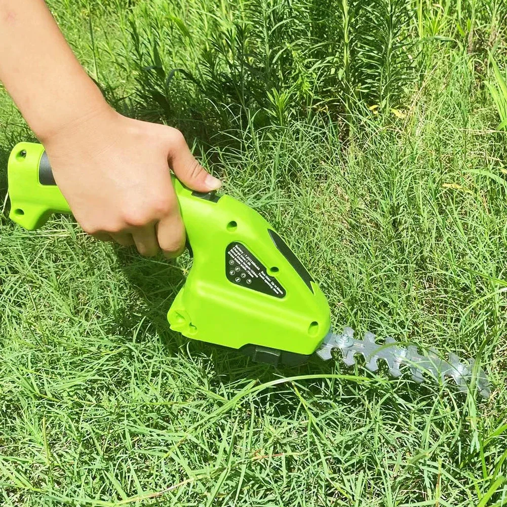 2 in 1 Cordless Electric Hedge Trimmer 2000mAh Battery Cordless Grass Shear 7.2V Electric Grass Trimmer Grass Weeding Mower Tool