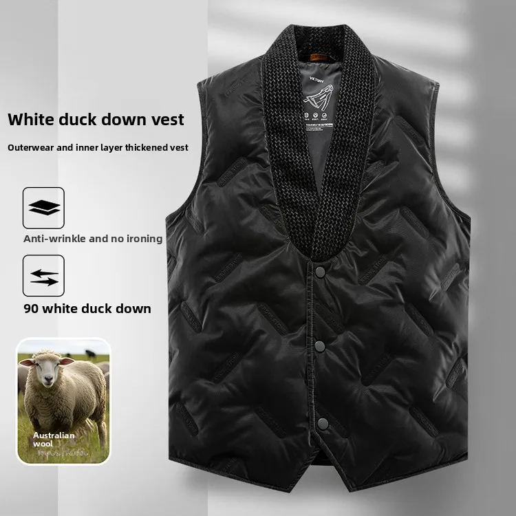 

Men's down Vest Autumn Winter V-ne Lightweight Faionable Versatile Warmth Stand Fit Polyester Fiber Youth Trend