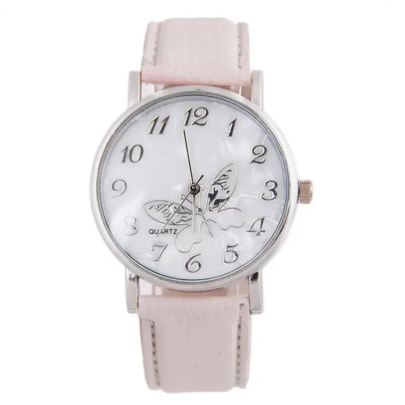 Fashion Women Casual Butterfly Lychee Patterned Quartz Watch Femlae Leather Band Analog Quartz Wristwatch Clock Sk Часы Женские