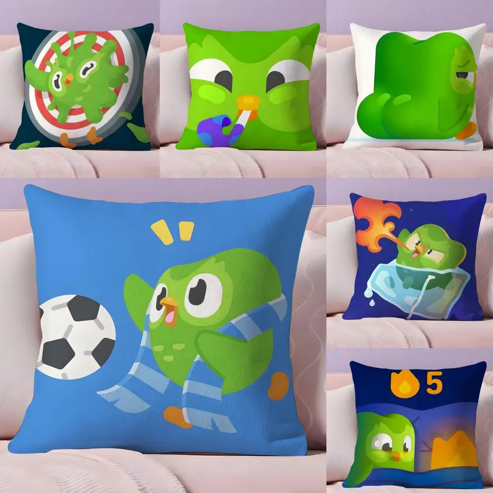 

D-DuolingoS забавная зеленая птица, милый чехол для подушки, плюшевая ткань, мягкий двухсторонний диван с принтом, теплая зимняя домашняя подарочная наволочка