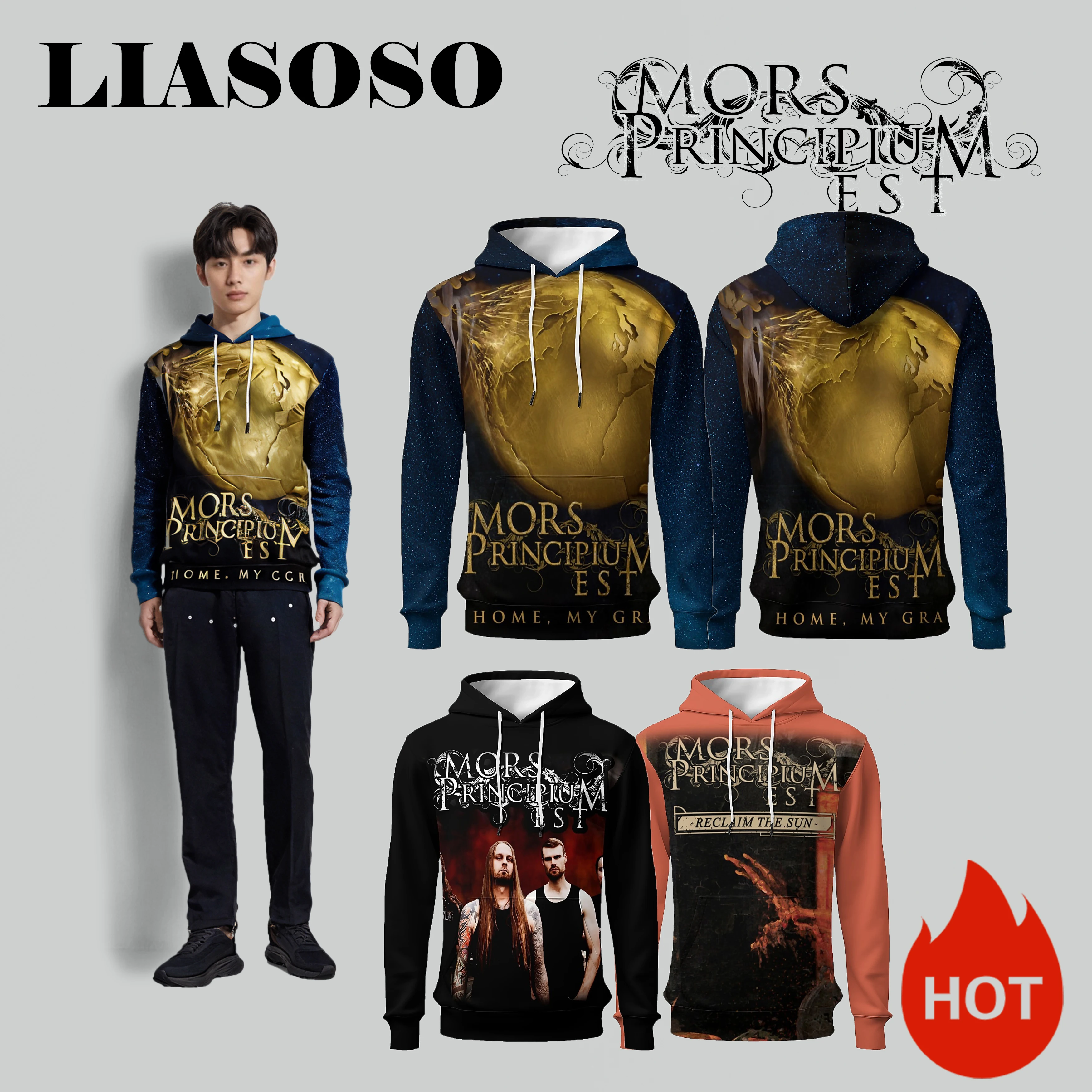

LIASOSO MORS PRINCIPIUM EST Rock 3D Printed Hoodie Heavy Metal Harajuku Style Fashion Pullover Sweatshirt for Men and Women Casu