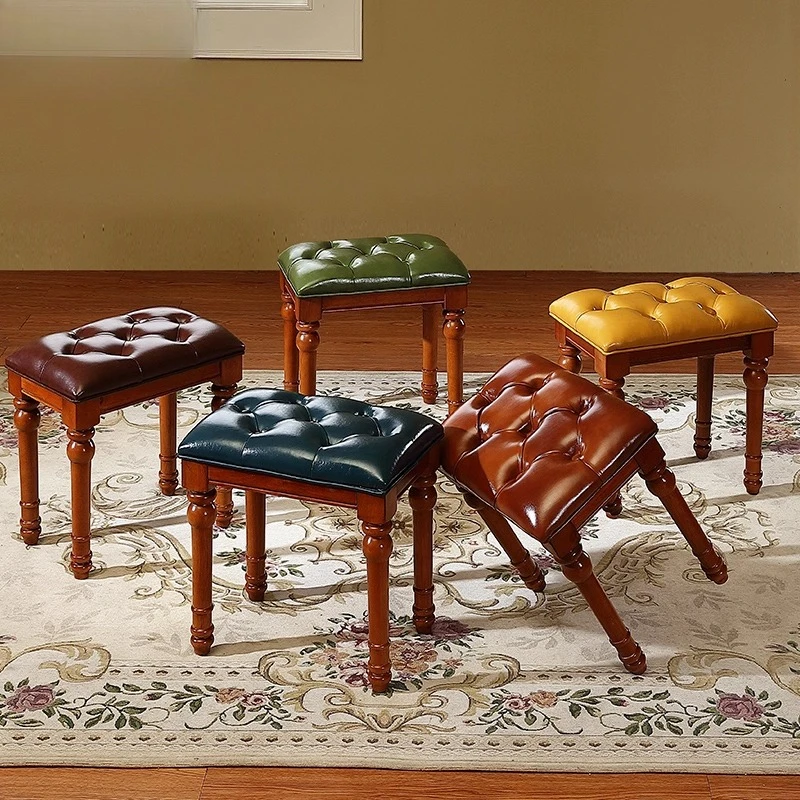 

American high stool household all solid wood thickened dining chair retro adult sofa bench European dining stool