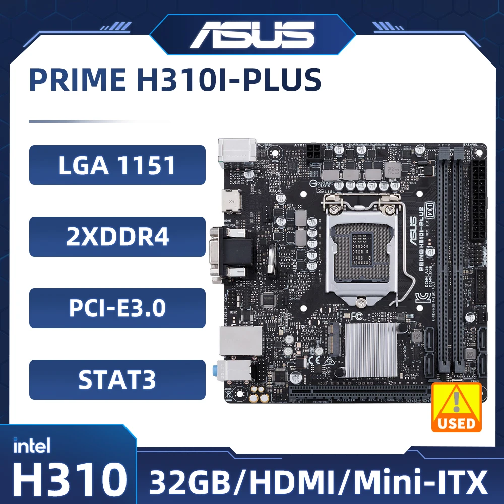 Материнская плата Asus PRIME H310I-PLUS Intel H310 LGA1151 DDR4 32GB PCI-E 3,0 M.2 USB3.1 Micro ATX для процессора 8-го/9-го поколения Core i7/i5/i3