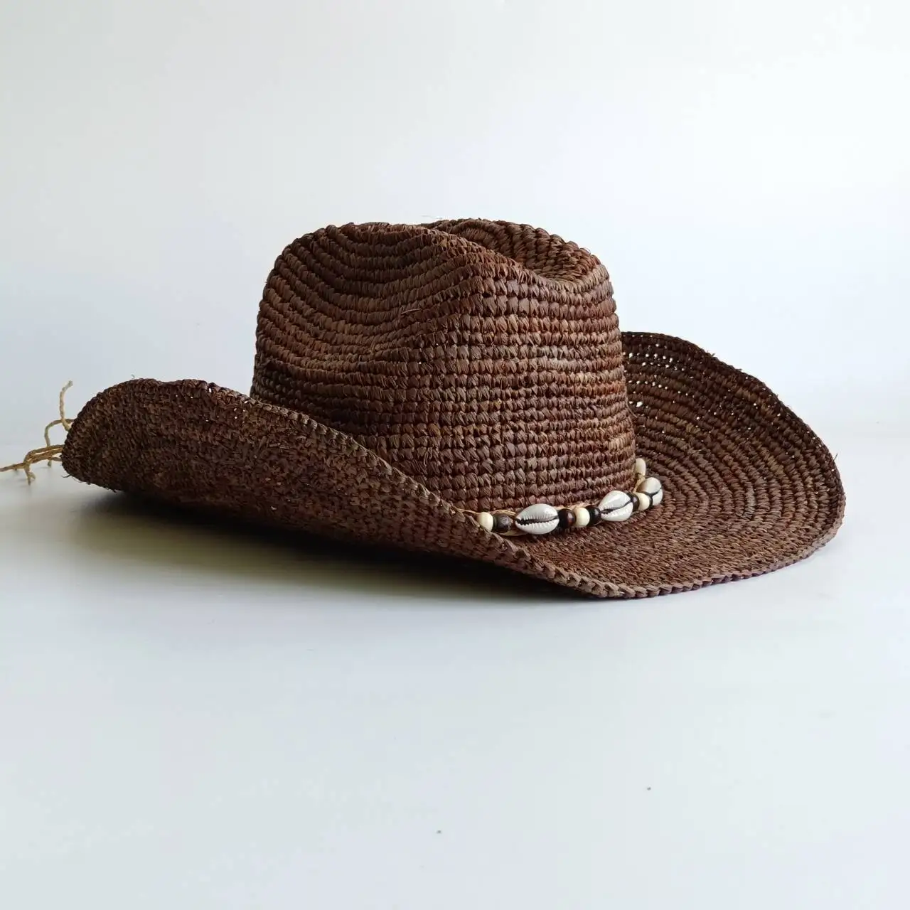 Raffia Straw Western Cowboy Hat for Women Men Summer Shell accessories Wide Brim Sun Hat Outdoor Beach hat Travel hat sombrero