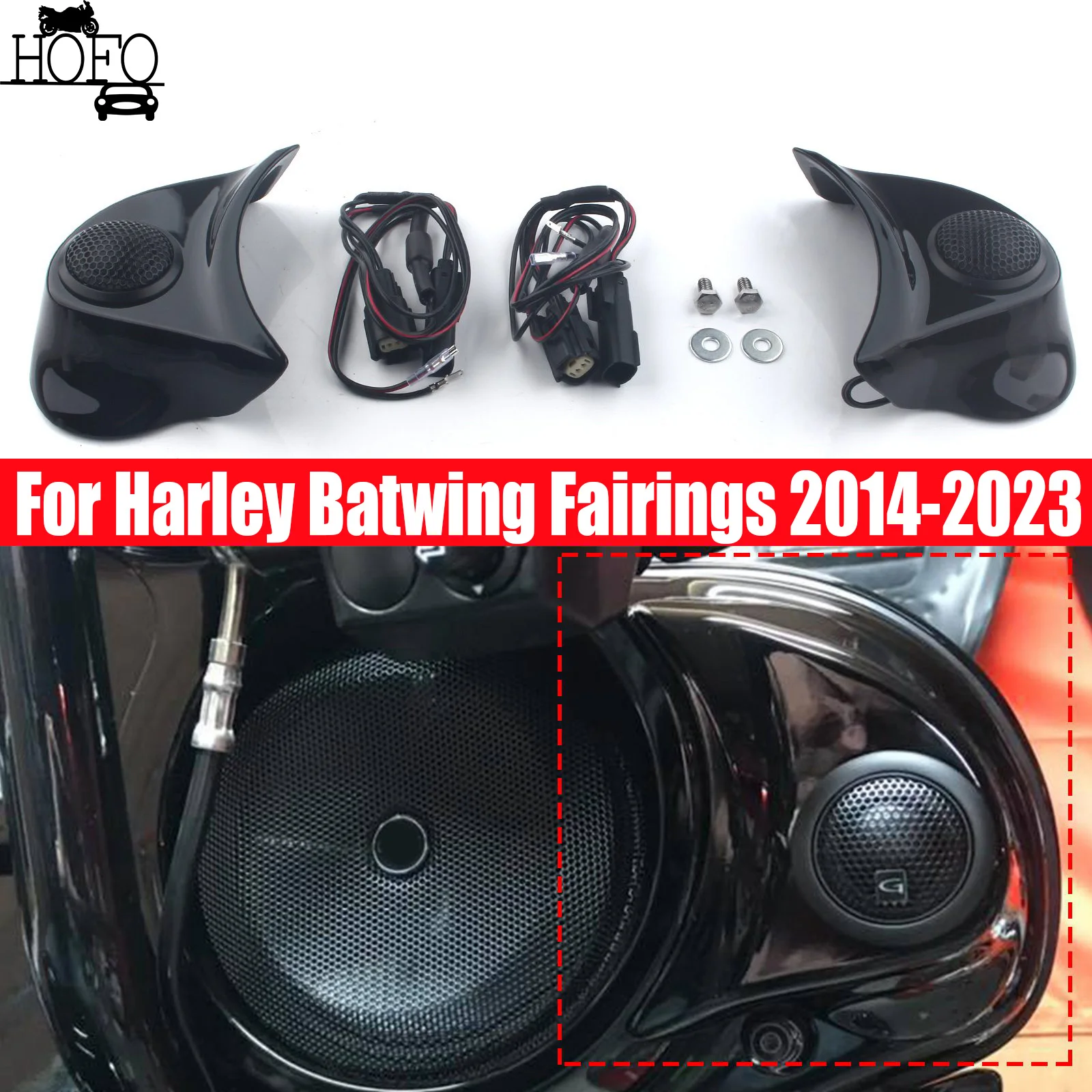 

Batwing Fairing Tweeter Speaker Kit For Harley Batwing Fairings 2014-2023 Street Glide FLHX/FLHXS/Electra Glide FLHTCU
