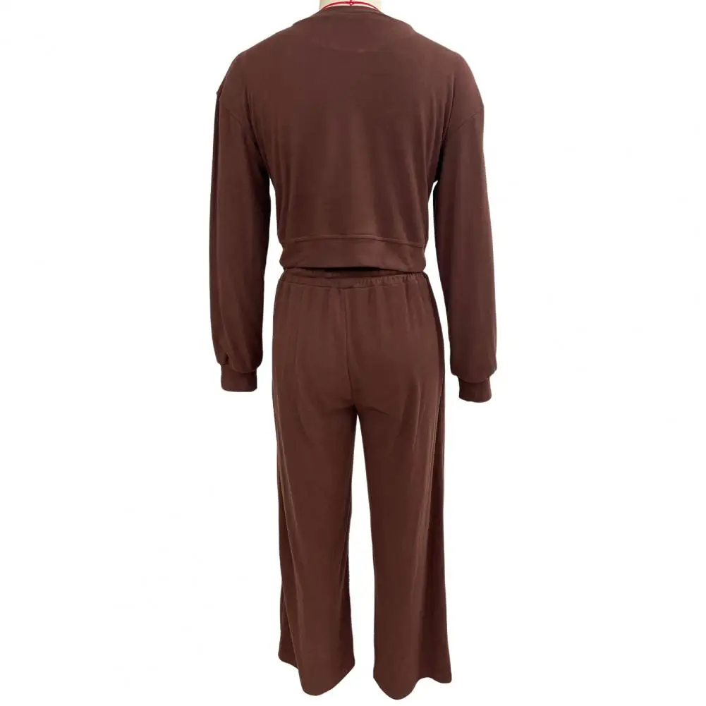 Cordon de serrage deux pièces ensemble dames vêtements ensemble coton loisirs vêtements femme vêtements jambe large pantalons de survêtement Sport survêtement