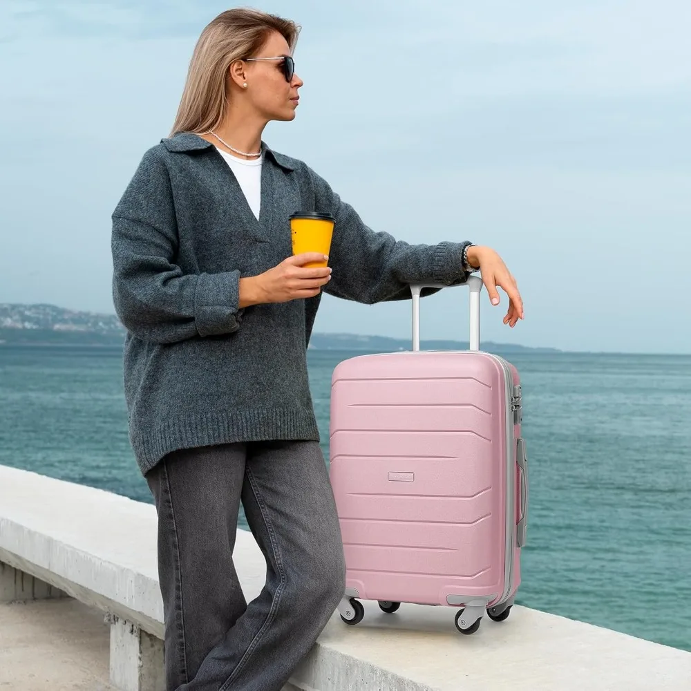 Women's 3-Piece Hard Shell Spinner Luggage Set - 20 Inch Airline Approved Carry-On Suitcase with 22x14x9 Dimensions