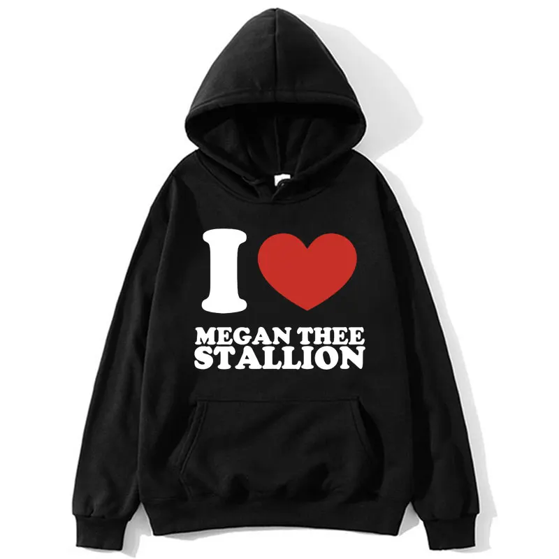 I Love Megan Thee Stallion Graphic Hoodie Autumn Winter Men Women Hip Hop Trendy Long Sleeve Casual Fleece Pullovers Streetwear