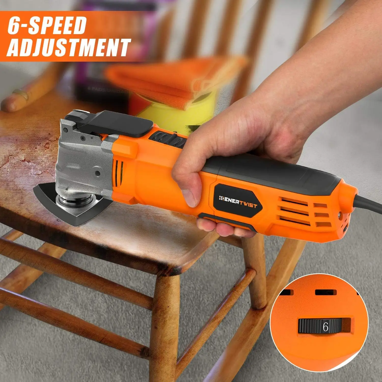 4.2 Amp Oscillating Multitool Kit with 5° Angle, 6 Speeds, 31 Accessories for Cutting and Sanding