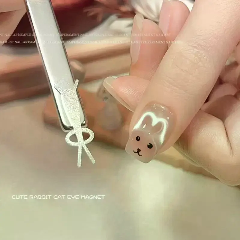 Magnes do paznokci \"kocie oko\" z elastycznym drutem do tworzenia kształtów królików na paznokciach, narzędzia do manicure z żelu UV.