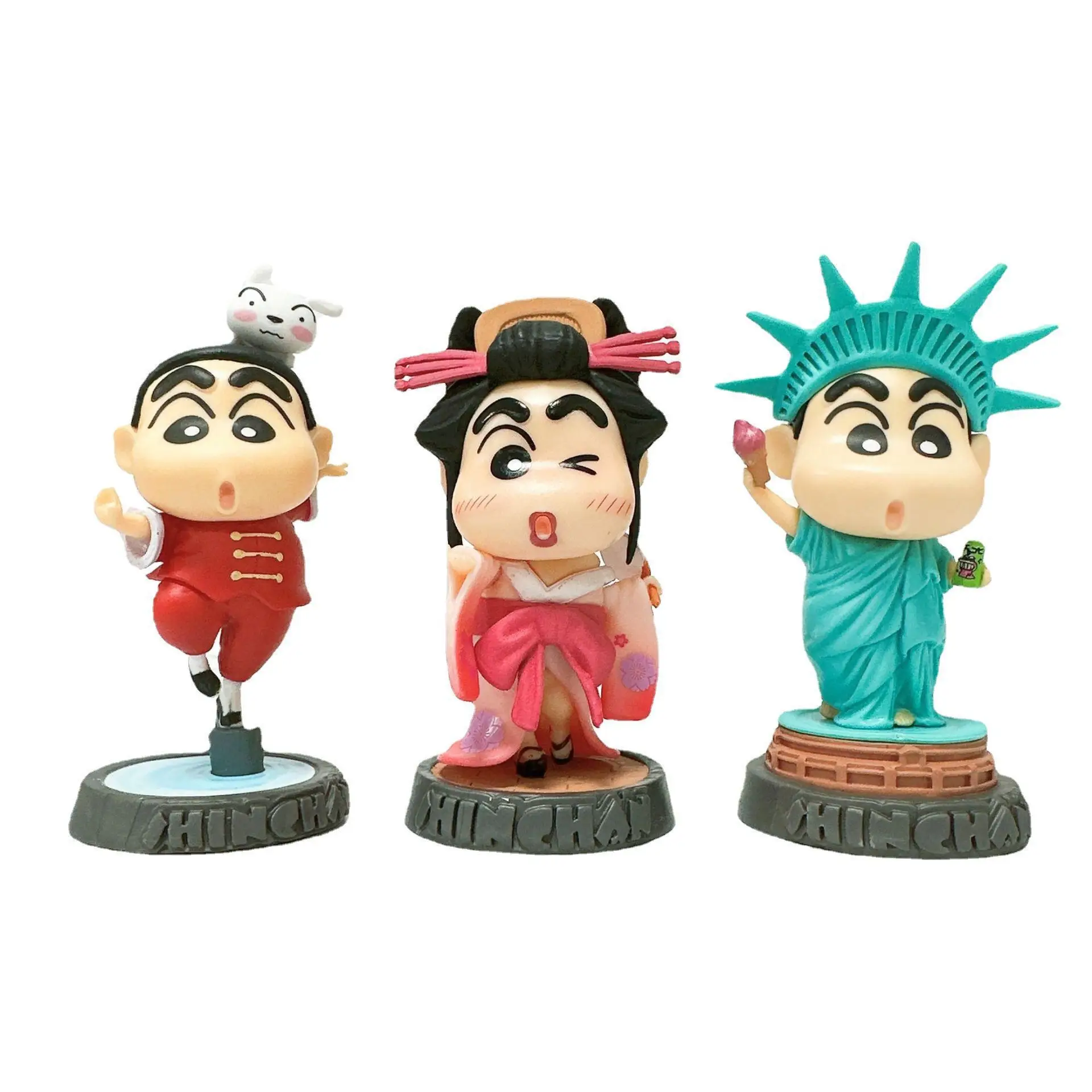 9-10cm Q Version Cute Anime Figure Crayon Shin Chan Nohara Shinnosuke Cake Decoration Action Figures Model Ornament