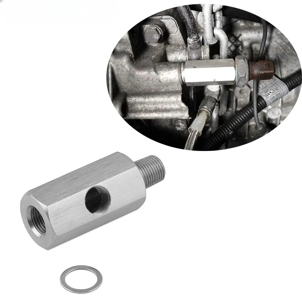 Silver 1/8'' NPT & M10 Stainless Steel Oil Pressure Sensor Connector Joint to NPT Tee Adapter Turbo Accessories Adapter