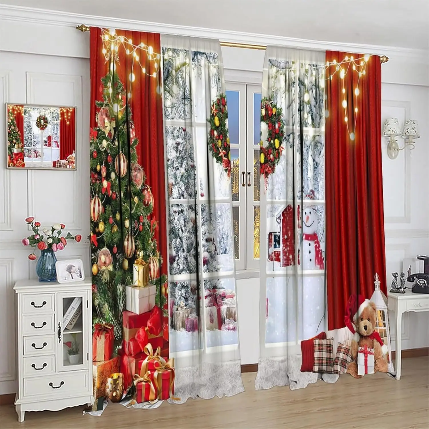 

Веселые рождественские шторы, зимний фестиваль, снеговик, Рождественская елка, Новый год, Рождество, украшение для окон, спальни, гостиной