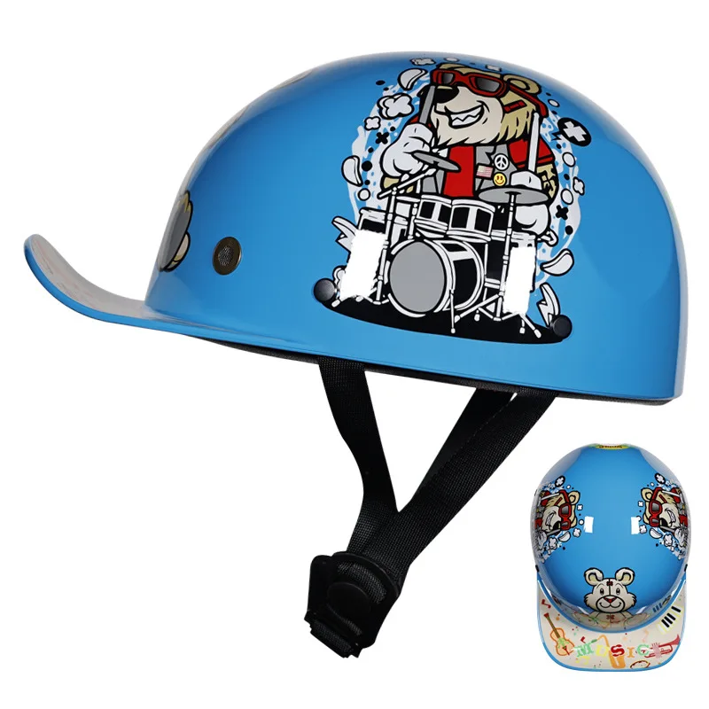 Orz Electric Bicycle Helmet Casco Moto Children's Retro Duck Tongue Baseball Hat Skateboarding Bicycle Half Helmet Flip Helmet