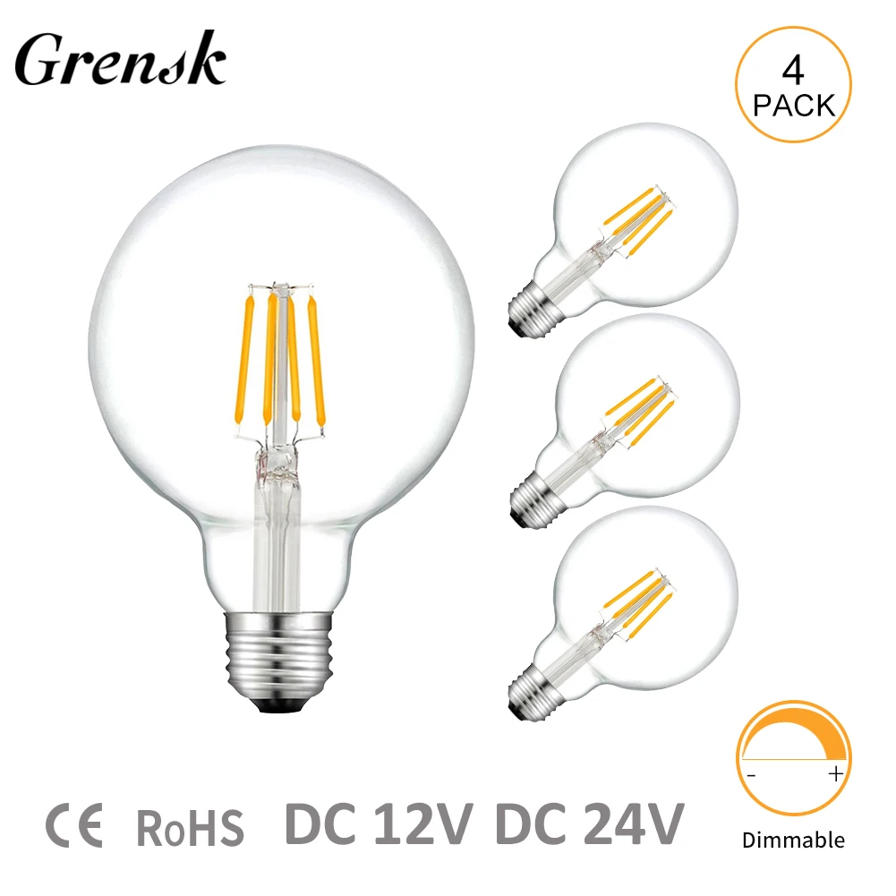 

DC12V 24V 6W E27 G80 Low Voltage Bulb RV Camper 2700K 4500K Vintage LED Filament Edison Bulb Marine Boat Solar 12V Battery Light