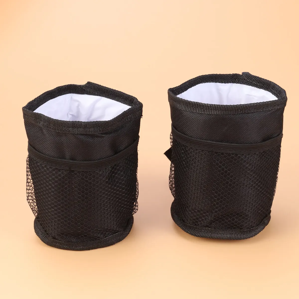 

1Pcs Thermal Cup Holder Bag for Stroller Universal Fit Lightweight Insulated Bottle Holder with Outer Mesh Compartment Black