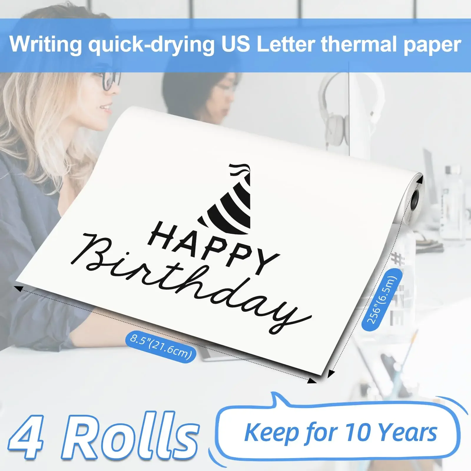 A4 US Letter Rolled Thermal Papers Quick-Dry Waterproof Keep 10Years Compatible With A4 Thermal Printers For Contract  bussiness